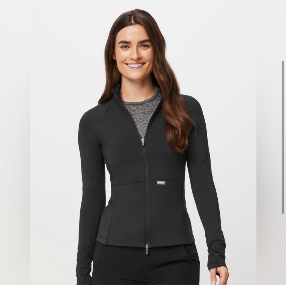 Figs ContourKnit Scrub Jacket, NWT, black, size S